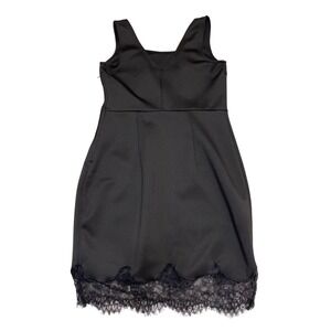 A BYER Black Lace Trim V Neck Sleeveless Sheath Dress Women's Size 9‎